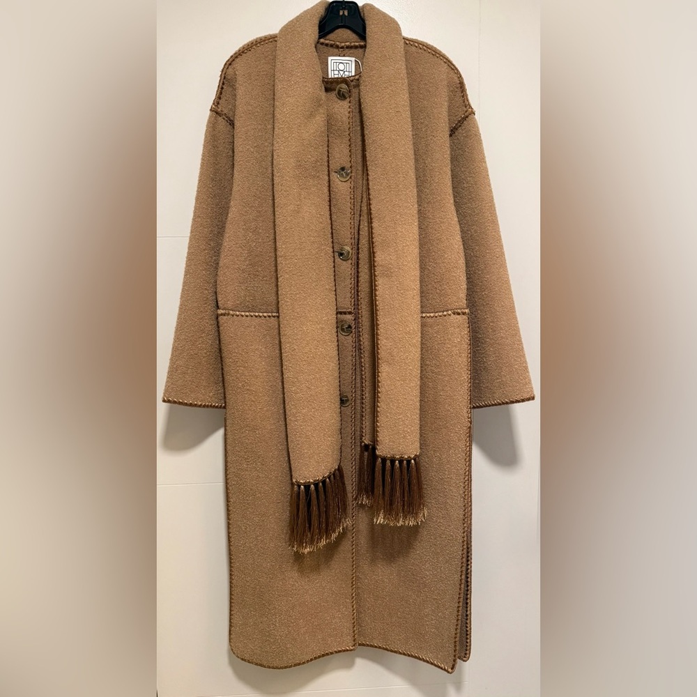 Toteme Embroidered Scarf Coat, 34, Camel - Picture 3 of 16